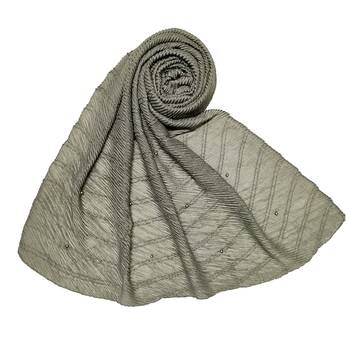Grey Stole For Women  Premium Cotton Crush Designer Diamond Studed  Stole 1