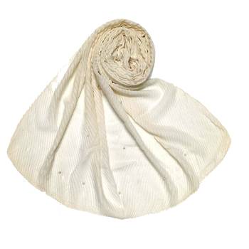 White  Stole For Women  Premium Cotton Crush Designer Diamond Studed  Stole 1