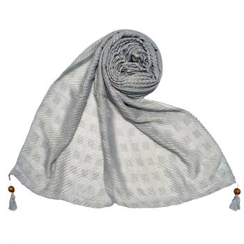 Grey  Stole For Women  Designer Cotton Puff Checkered Stole's 1