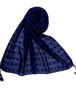 Blue  Stole For Women  Designer Cotton Puff Checkered Stole's