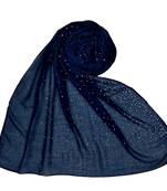Blue  Stole For Women  Cotton Dew Dew Drop Diamond Studed All Over Stole