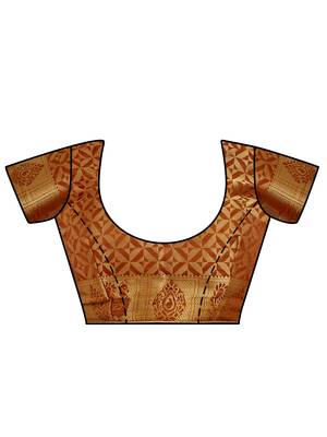 Rust Woven Art Silk Saree With Blouse 4