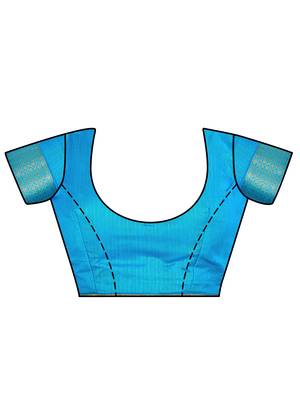 Turquoise Woven Art Silk Saree With Blouse 4