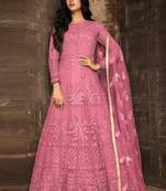 Pink Hand Embroidery Net Salwar