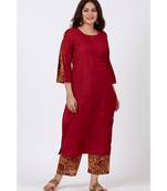Maroon Silk Kurti with Mustard Paisley Printed Palazzo