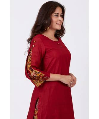 Maroon Silk Kurti with Mustard Paisley Printed Palazzo 5