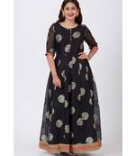 Black Jewel Foil Printed Floorlength Kurti