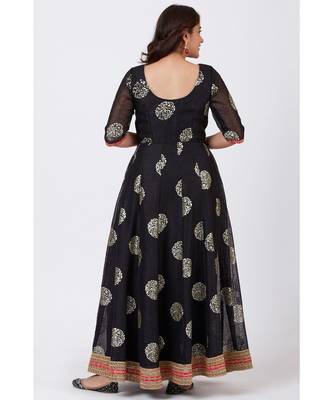 Black Jewel Foil Printed Floorlength Kurti 4