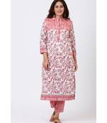 Blush Pink Floral Printed Kurti with Straight Pants
