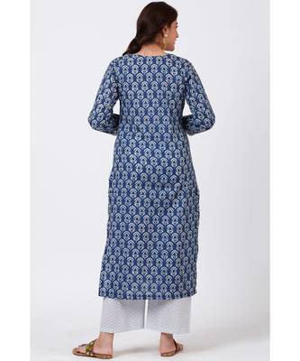 Stain Blue Printed Kurti with Printed Pants 3