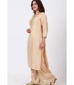 Champagne Gold Tree Gotta Embroidered Kurti with Embroidered Straight Palazzos