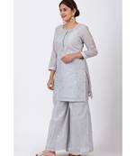 Magical Gray Foil Printed Kurti with Flared Palazzo