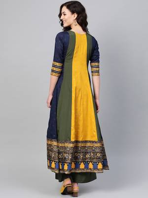 Olive foilage print art silk salwar 2