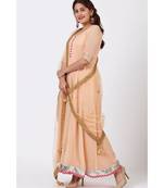 Peach Love Floor Length Anarkali Dress with Peach Mirror Work Dupatta