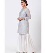 Magical Gray Foil Printed Kurti with Gathered Palazzo