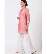Rose Pink Foil Printed Kurti with Gathered Palazzo