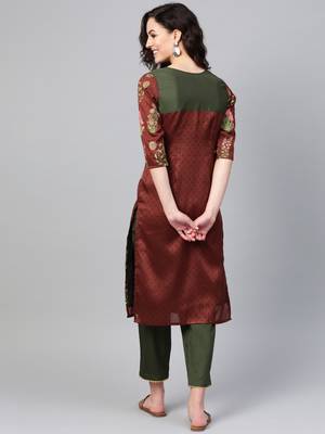 Brown screen print art silk salwar 2
