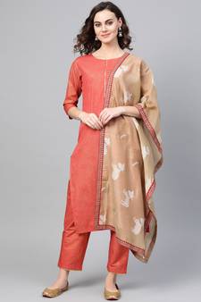 Red screen print crepe salwar