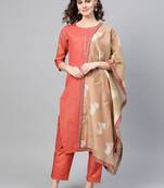 Red screen print crepe salwar