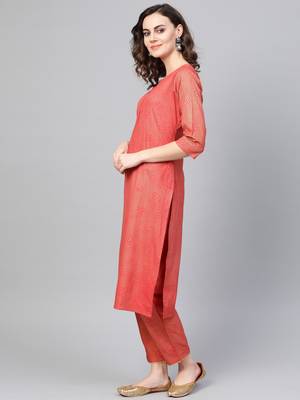 Red screen print crepe salwar 3