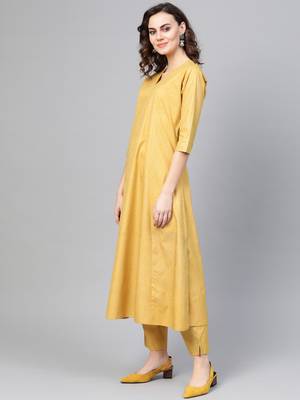 Mustard screen print crepe salwar 3