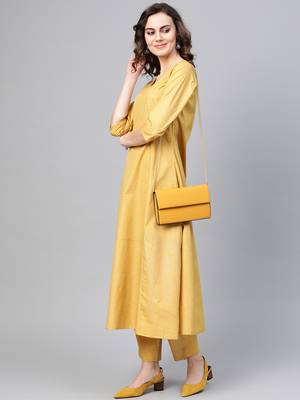 Mustard screen print crepe salwar 4
