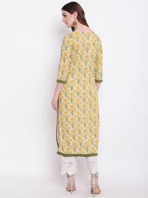 Beige embroidered cotton cotton-kurtis 5