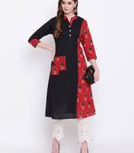 Black printed cotton cotton-kurtis