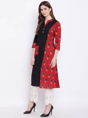 Black printed cotton cotton-kurtis 3