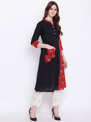 Black printed cotton cotton-kurtis 4