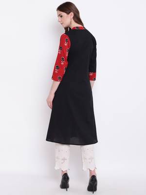 Black printed cotton cotton-kurtis 5