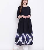 Blue printed cotton cotton-kurtis