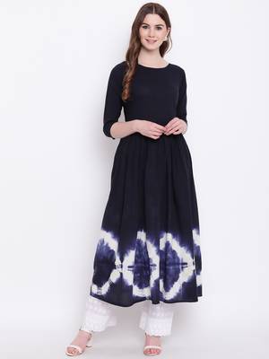 Blue printed cotton cotton-kurtis 2