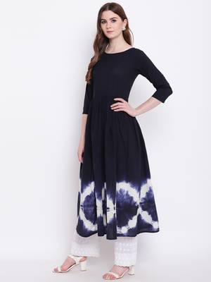 Blue printed cotton cotton-kurtis 3