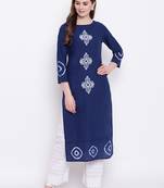 Blue printed cotton cotton-kurtis