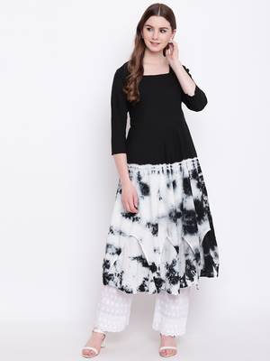 Black printed cotton cotton-kurtis 2