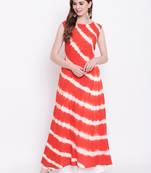 Orange printed rayon ethnic-kurtis