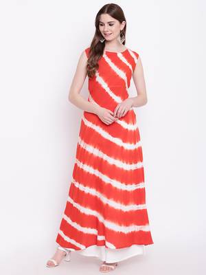 Orange printed rayon ethnic-kurtis 2