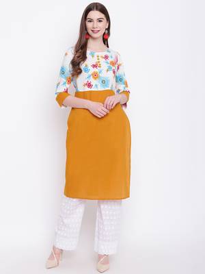 Mustard printed cotton cotton-kurtis 2