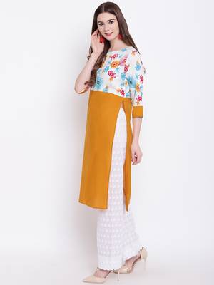 Mustard printed cotton cotton-kurtis 3