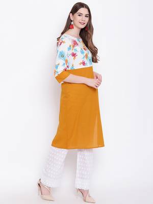 Mustard printed cotton cotton-kurtis 4