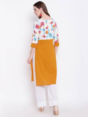 Mustard printed cotton cotton-kurtis 5
