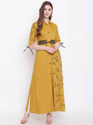 Mustard embroidered rayon ethnic-kurtis 2