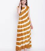 Mustard printed rayon ethnic-kurtis