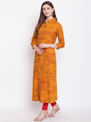 Mustard printed rayon ethnic-kurtis 3
