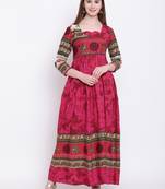 Burgundy printed rayon ethnic-kurtis