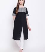 Black plain cotton cotton-kurtis