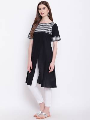 Black plain cotton cotton-kurtis 3