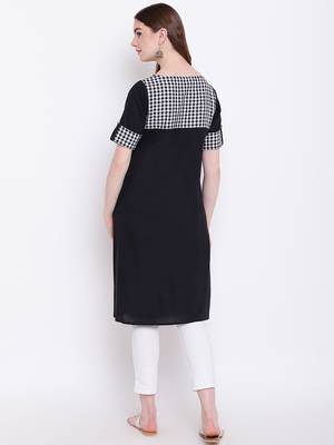 Black plain cotton cotton-kurtis 5