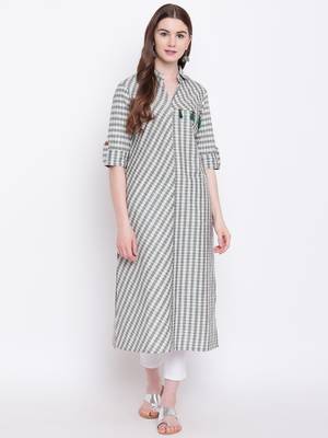 Grey printed cotton cotton-kurtis 1